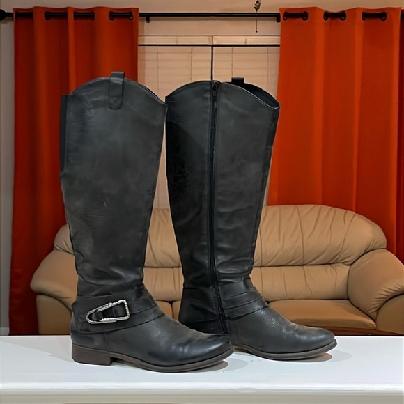 Crown Vintage Bonnie Buckle Detail Knee High Riding Boots Size 8.5 M - Picture 1 of 8